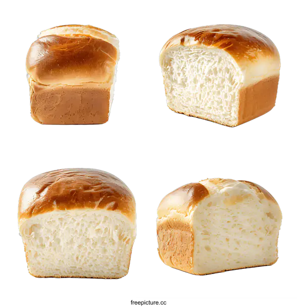 [Transparent Background PNG]Four Different Views of Sliced Bread