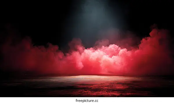Red Smoke Stage Background with Spotlight