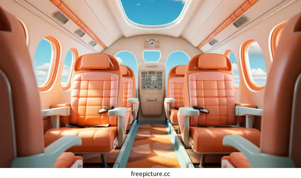 The interior of a private jet with empty seats
