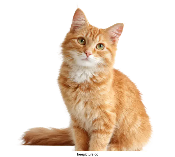 [Transparent Background PNG]Adorable Ginger Cat Portrait on White Background