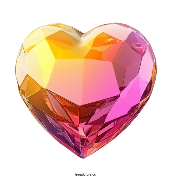 [Transparent Background PNG]Colorful Heart-Shaped Gemstone Illustration