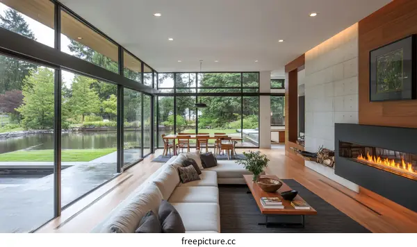 Modern Contemporary Living Room with Large Windows