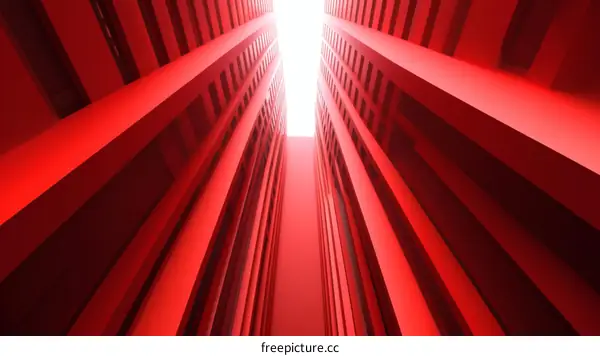 Abstract Red Architectural Structure