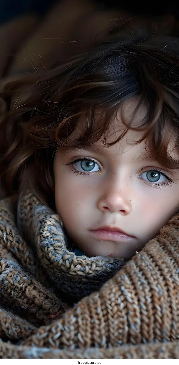 Portrait of a young girl with green eyes