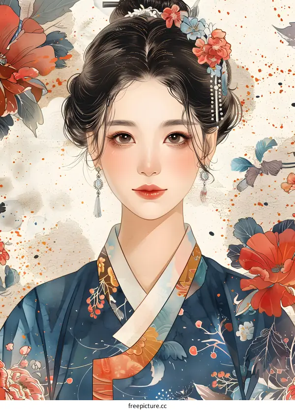 A beautiful Korean woman in traditional dress