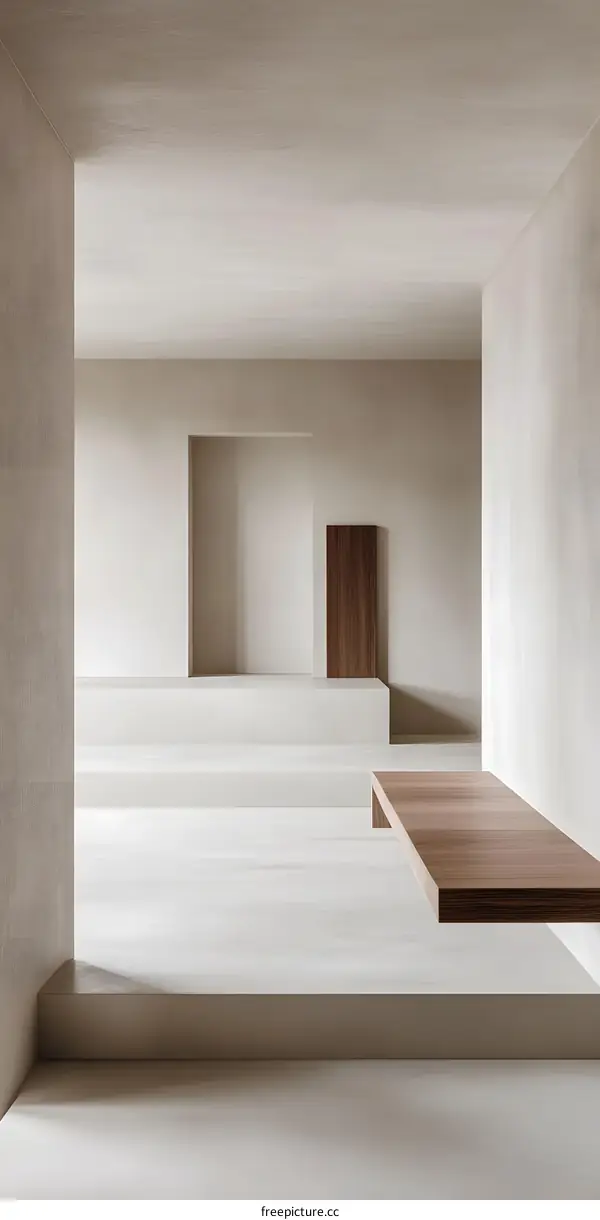 Minimalist Interior Design With White Walls and Wooden Accents