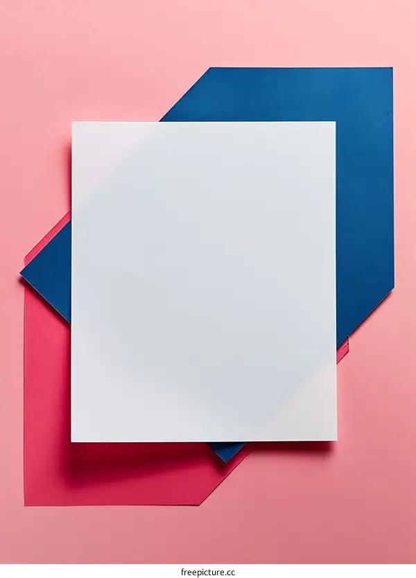 Abstract Background With White Paper And Blue And Pink Colors