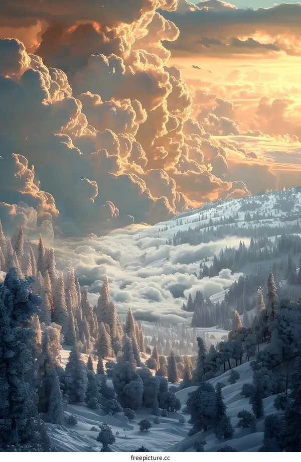 Snowy Mountain and Sea of Clouds