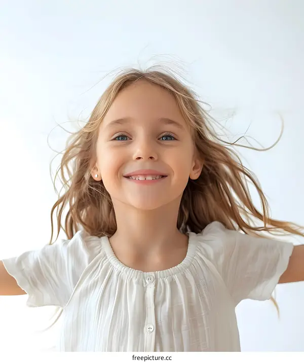 Portrait of a happy little girl with blond hair