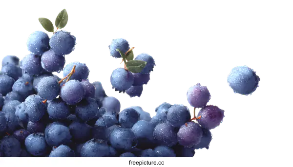 [Transparent Background PNG]Fresh Blueberries with Water Droplets