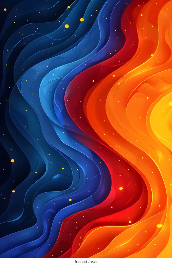 Abstract Wavy Background Blue Red Orange