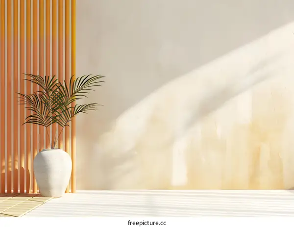 Minimalist Interior Design with Plant and Wooden Wall