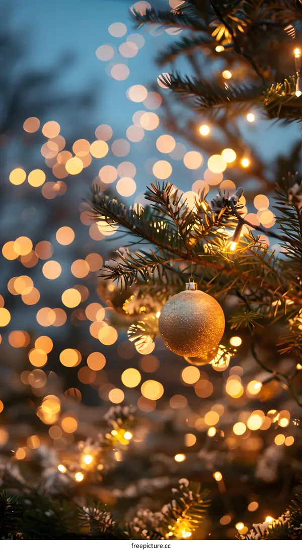 Christmas tree with lights and ornaments