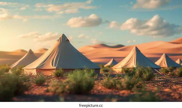 Luxury Tents in the Desert at Sunset