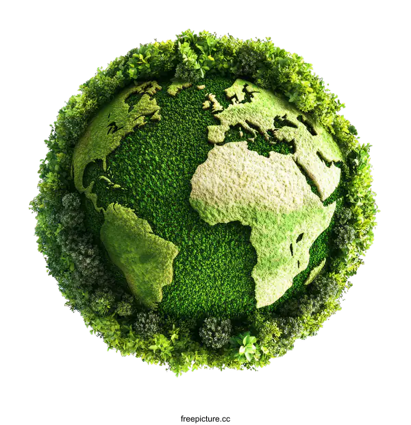 [Transparent Background PNG]Sustainable Earth Illustration with Green Plants