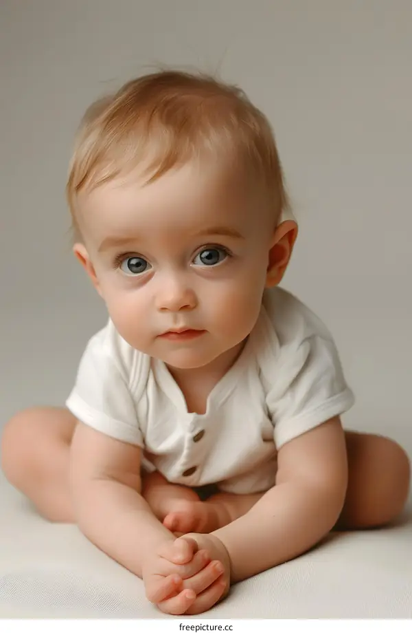 Adorable Baby Sitting with Curious Eyes