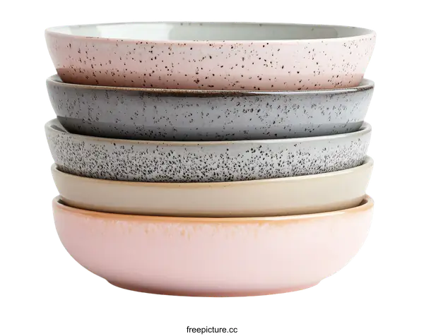 [Transparent Background PNG]Stack of Colorful Ceramic Bowls