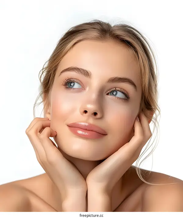 Portrait of a beautiful young woman with blonde hair and blue eyes