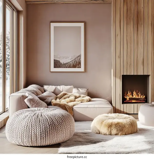 Cozy Living Room with Mountain View