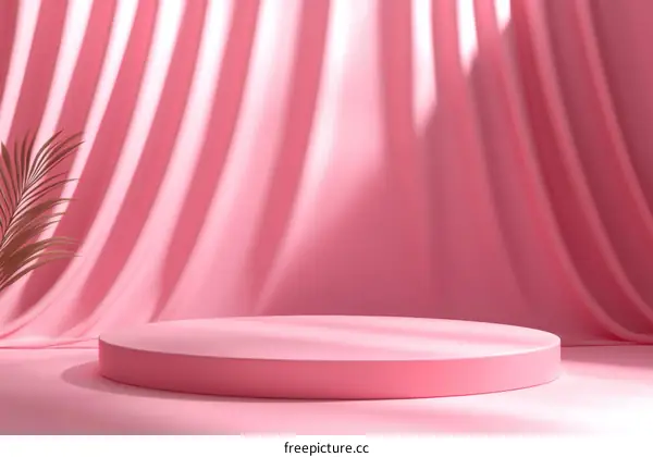 Pink Product Display Podium with Drapery Background