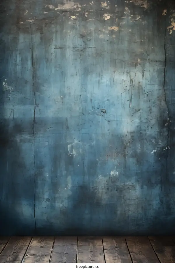 Distressed Blue Wall and Wooden Floor Background