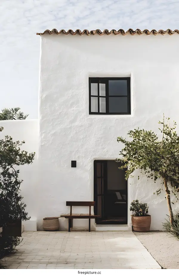 White Mediterranean House With Open Door