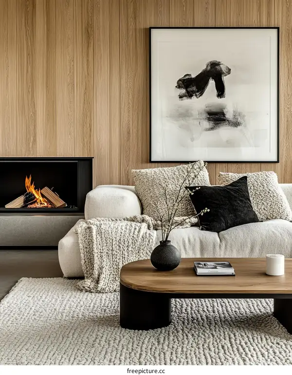 Modern Living Room Interior Design with Minimalist Artwork
