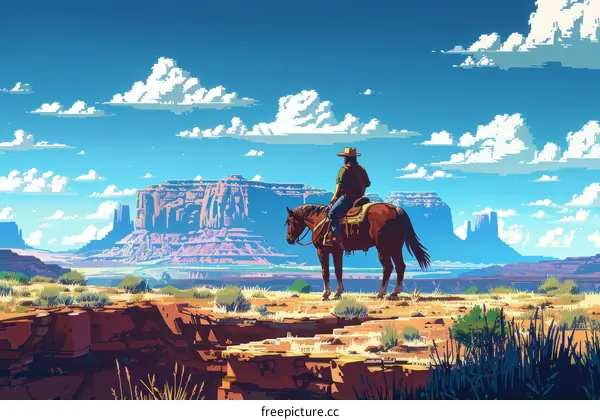 Cowboy on Horseback in Monument Valley
