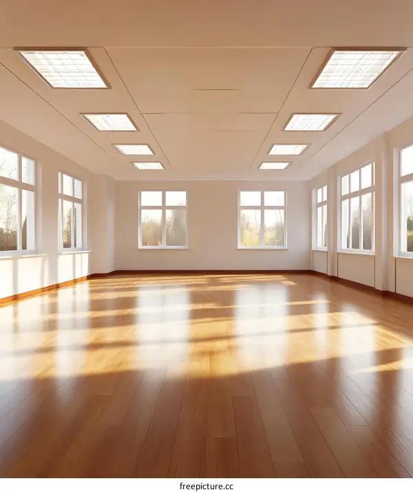 Empty Room With Wooden Floor and Windows