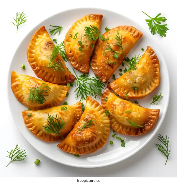 Fried Dumplings on a White Plate