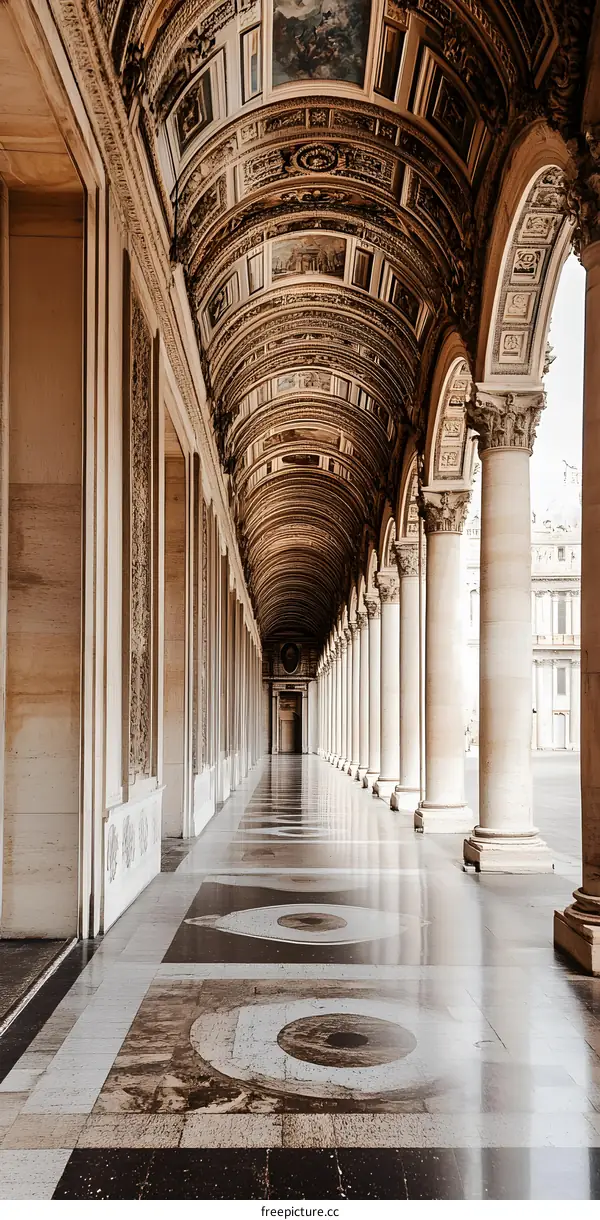 A View of the Arched Corridor of an Old Building