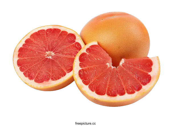 [Transparent Background PNG]Fresh Pink Grapefruit Fruit Closeup