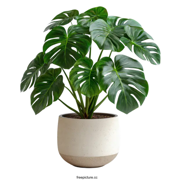 [Transparent Background PNG]Monstera Deliciosa Plant in Modern Pot