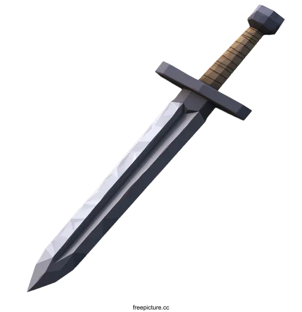 [Transparent Background PNG]Low Poly Medieval Sword Illustration