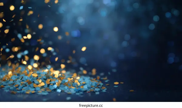 Celebration Golden and Blue Confetti Background