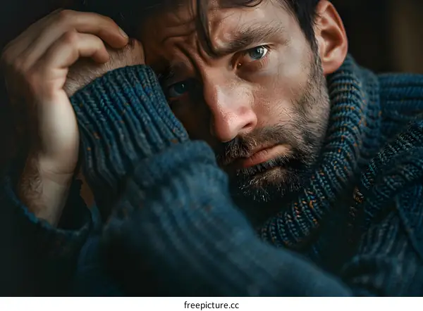 Portrait of a man with a beard and blue eyes