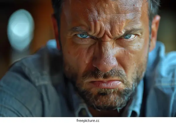 man looking angry closeup portrait