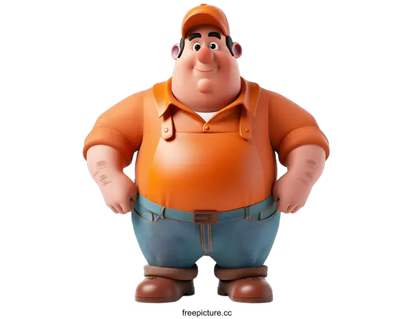 [Transparent Background PNG]A 3D illustration of a construction worker