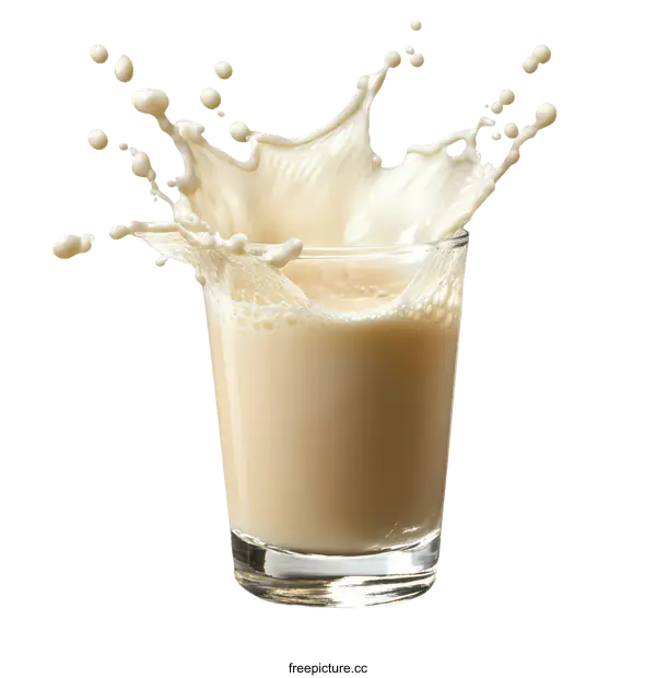 [Transparent Background PNG]Milk Splash in a Glass