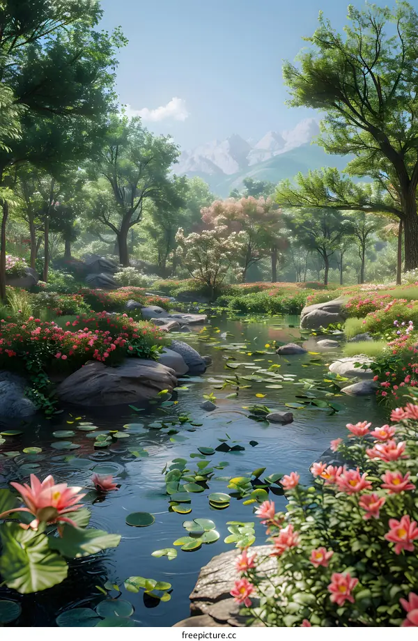 A babbling brook in a mystical forest