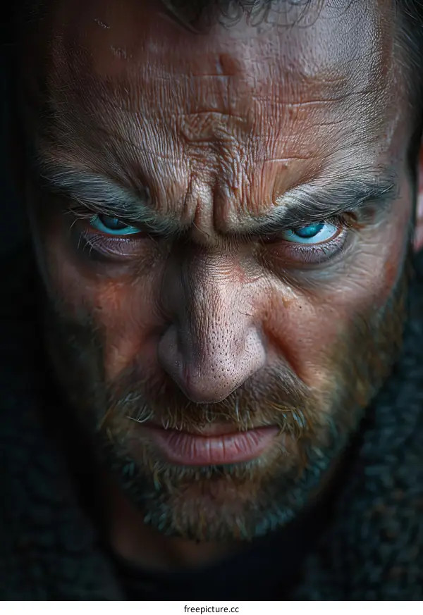 Close-up Portrait of an Angry Man