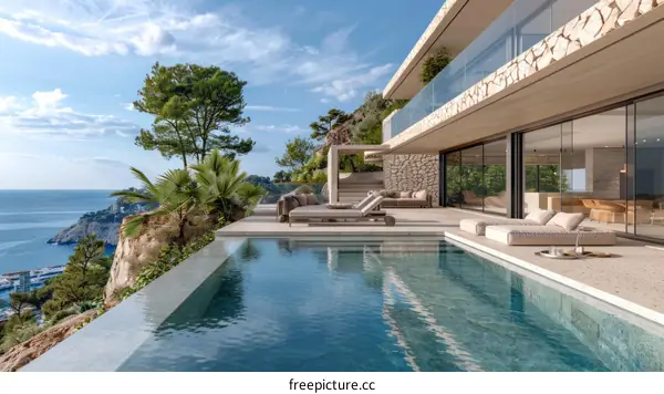 Modern and luxurious villa in Mediterranean style with stunning sea view