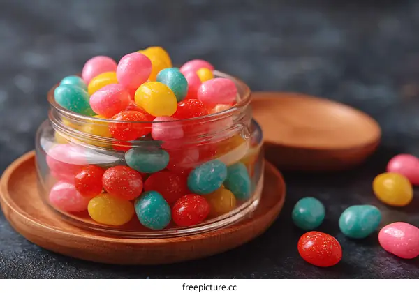 Colorful Candies in Glass Jar
