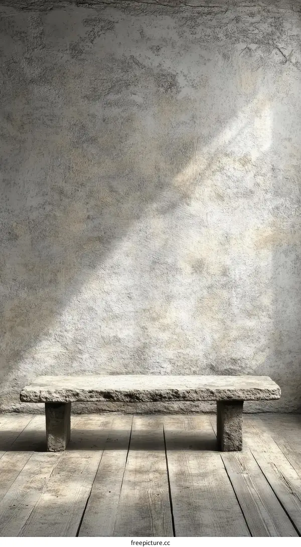 Rustic Stone Bench in a Light-Filled Room