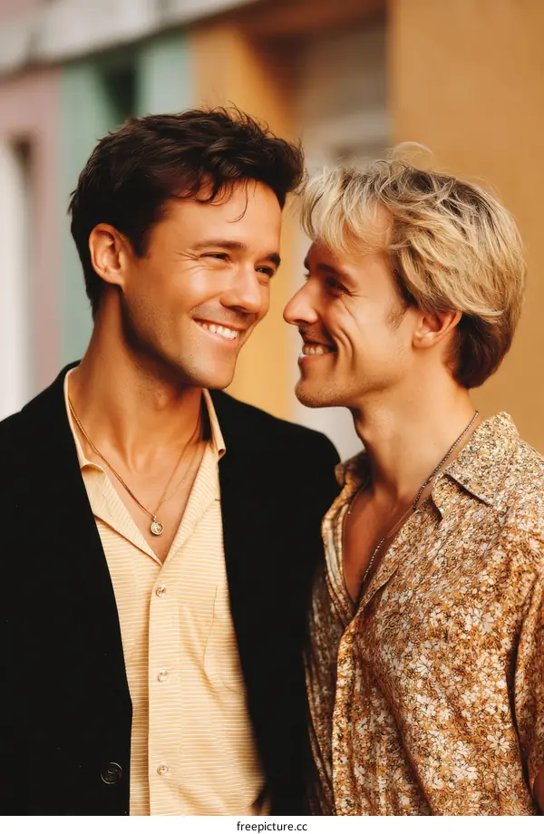 Two Men Smiling Outdoors Portrait