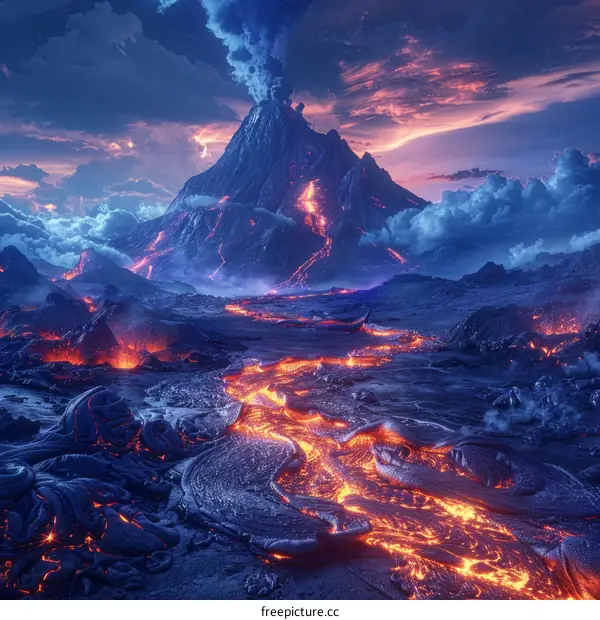 Volcanic eruption on alien planet