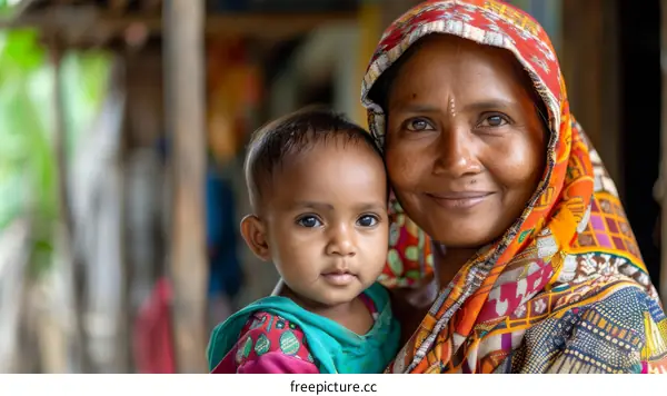 A Bangladeshi woman and her child