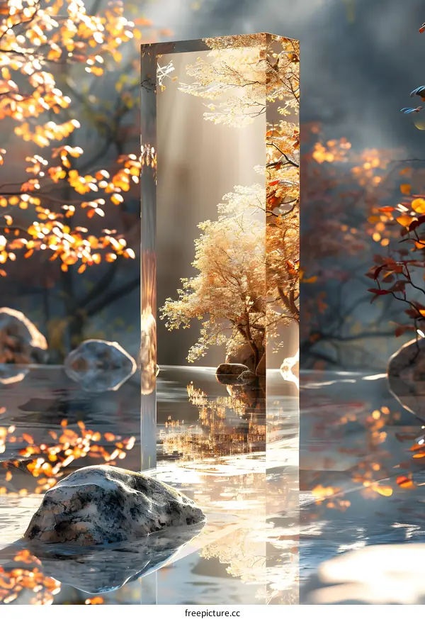 Crystal clear water with tree inside