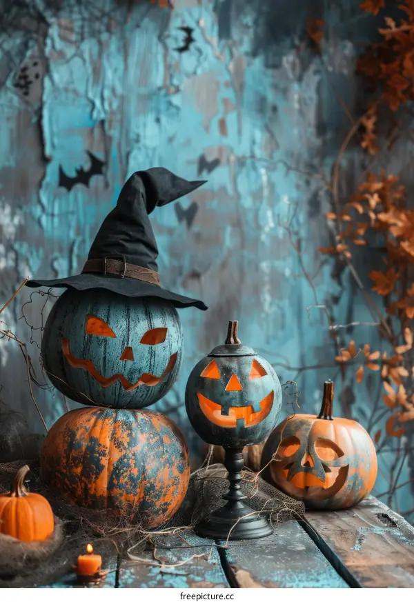 Spooky Halloween Pumpkins with Scary Faces