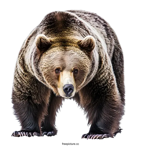 [Transparent Background PNG]Close Up Of A Grizzly Bear Standing In Snow